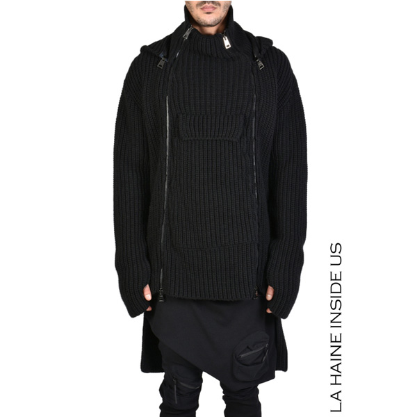 1-021 OVERSIZE BLACK CARDIGAN