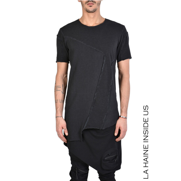1-023 JERSEY BLACK TSHIRT ASYMMETRIC