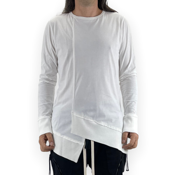 1-076  UNISEX LONG SLEEVE ASYMMETRIC TSHIRT