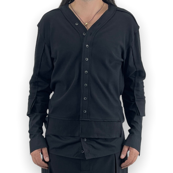 1-090 LONG SLEEVE BLACK CARDIGAN SHIRT