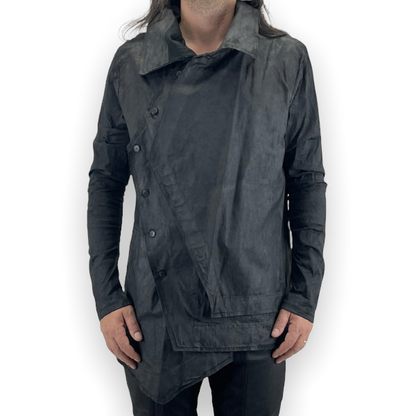 1-093 ASYMMETRIC LONG SLEEVE DOUBLE SHIRT JACKET