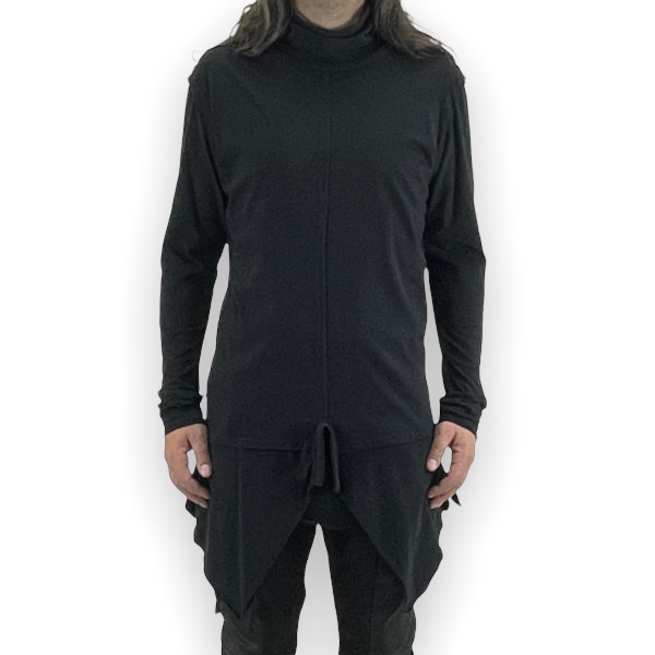 1-095 UNISEX BLACK LONG SLEEVE DOUBLE TEE LONG TSHIRT